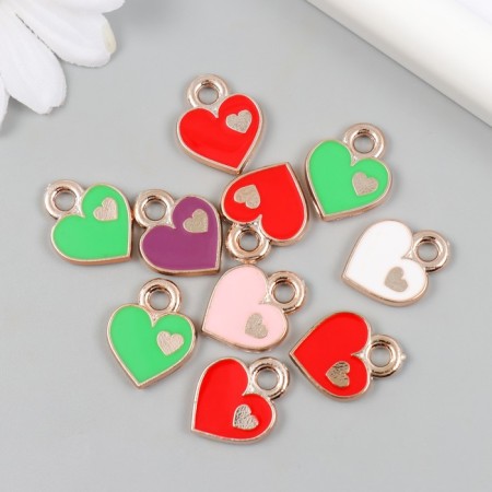 Decor for creativity plastic for metal "Heart in the heart" Mix set 10 pcs 0.2x1.5x1.9 cm