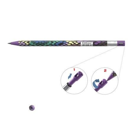 Mechanical pencil Erichkrause "Colortouch Purple Python", Grifel D = 2.0 mm, with a grief, "Soft-Touch" case with a design, in a tube-1
