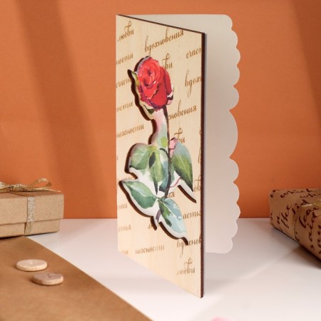 Wooden envelope carved "Universal!" rose-2