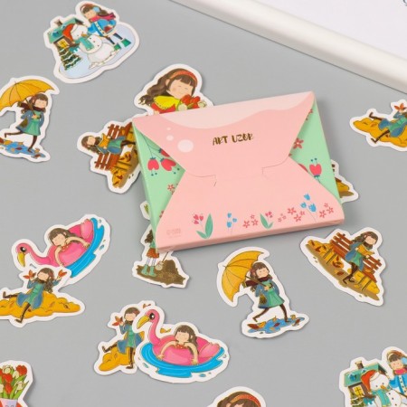 Stickers for creativity "Four seasons" embossing gold set 48 pcs 9x7x0.8 cm-6