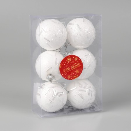 Set of balls plastic D-6 cm, 6 pcs "BoAZ" white-1