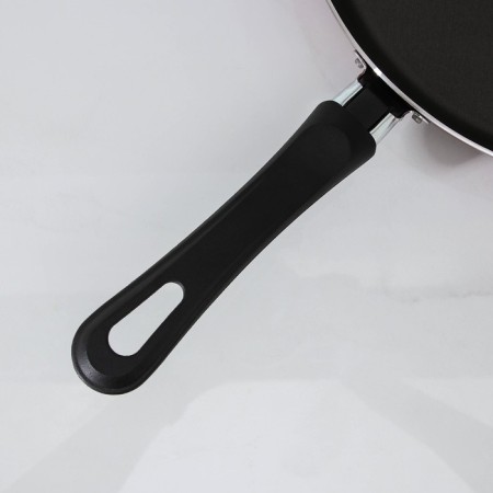 The “Expert” pan, d = 28 cm, plastic handle, glass cover, anti -stick coating, burgundy color-3