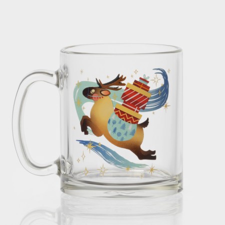 New Year's glass tea mug "Happy New Year", 320 ml, mix