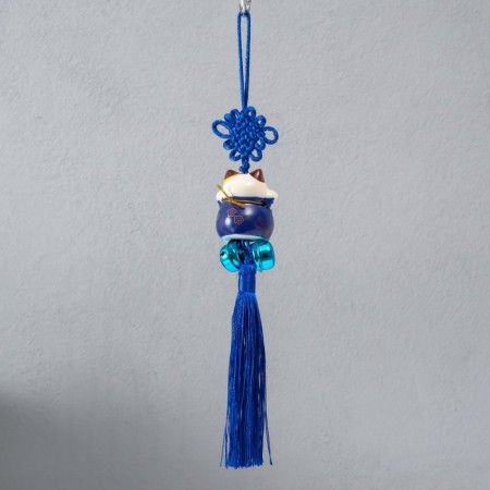 Suspension Ceramics with bells "manei-nako" blue 3.5x3.7x26 cm-2