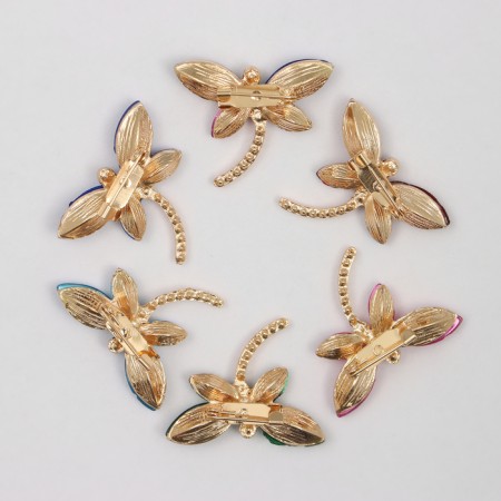 Brooch "Dragonfly", color mix in gold (indivisible packing 12 pcs., Price per pcs.)-4