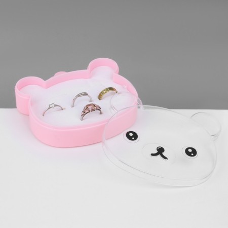 Organizer for jewelry "Casket Bear" 8 seats, plastic, 10.5 × 10 × 3 cm, pink color-1