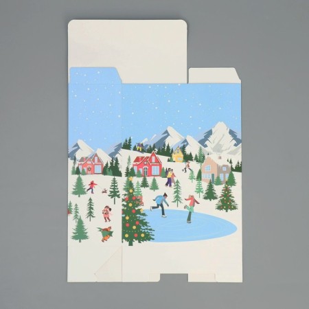 Folding box "Snow New Year", ice rink, 22 x 30 x 10 cm, new year-6