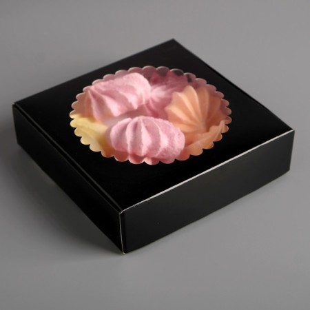Gift box of the team with a window, 11.5 x 11.5 x 3 cm, black-2