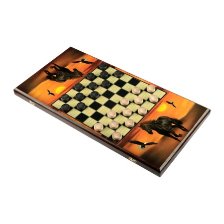 Wooden backgammon large "horse" with checkers 60 x 60 cm, board game-4