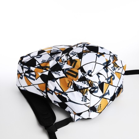 A backpack with a zipper, 3 outer pockets, black/yellow color-4