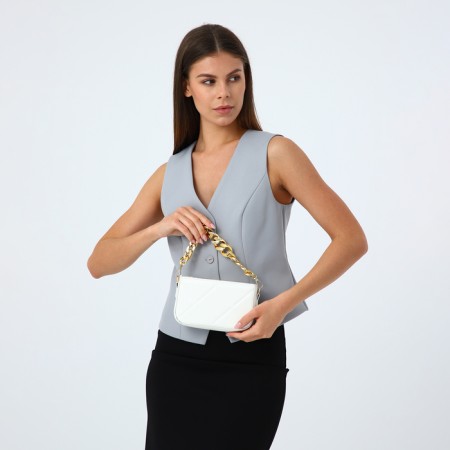 Bag Cross-Bodi with a zipper, white color-9