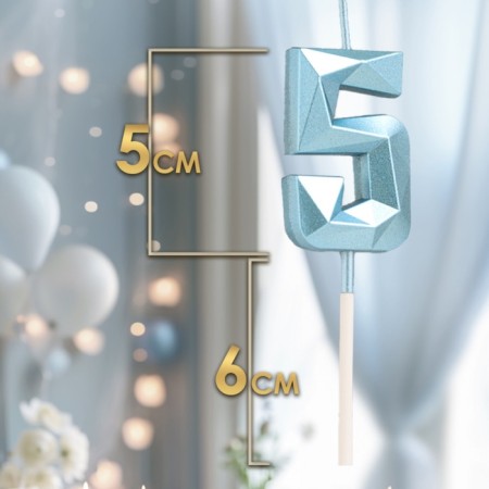 Candle in the cake on the skewer "Almaz", the number "5", blue, 4.8x2.6 cm-1