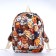 School backpack of textiles on a zipper, 3 pockets, pencil case, brown color/orange color
