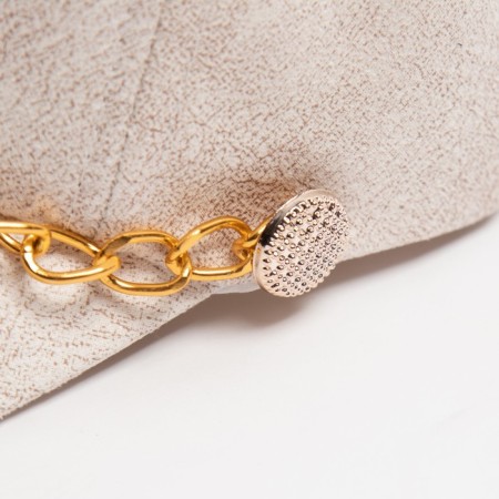 Women's baseball cap with chain is beige color, size 56-58-2