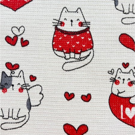Waffle kitten white kitchen 45x60cm, 150g/m, HL 100%-2