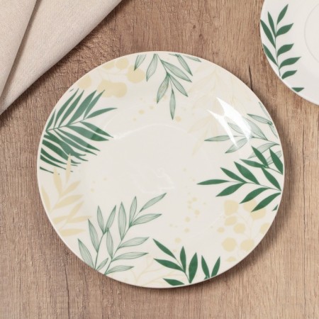 Ceramic “Leaves” plate, 20 cm, white color-1