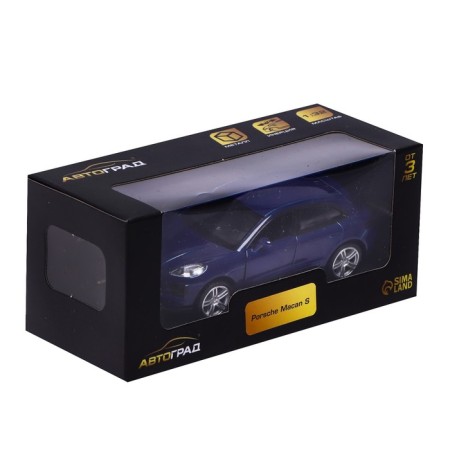 Metal machine Porsche Macan S, 1:32, doors, inertia, blue color open-4