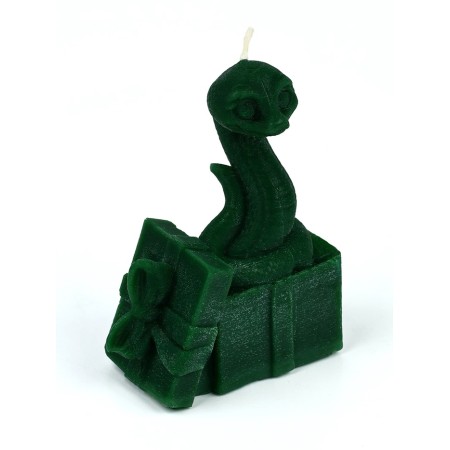 Interior candle in the box "Snake with a gift", green 77 x 61 x 35-2