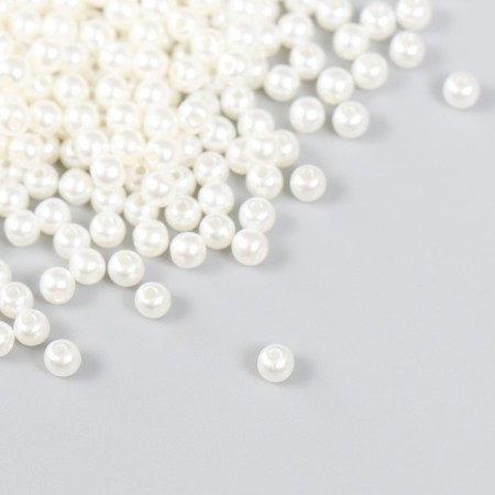 Set of beads "needlework" plastic, diameter 4 mm, 25 g, milk