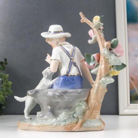 Souvenir Ceramics "Boy with a dog" 25x13x19.5 cm-3