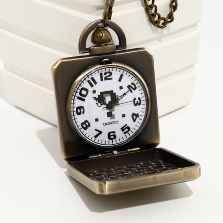 Pocket clock "Cube", quartz, d dial-4.6 cm, chain L-38 cm-2