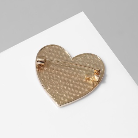 Brooch "Heart" in a cage, black and white color in gold-1