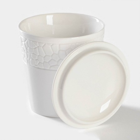 Porcelain Bank for bulk products with a Magistro Rodos lid, 600 ml, white color-2