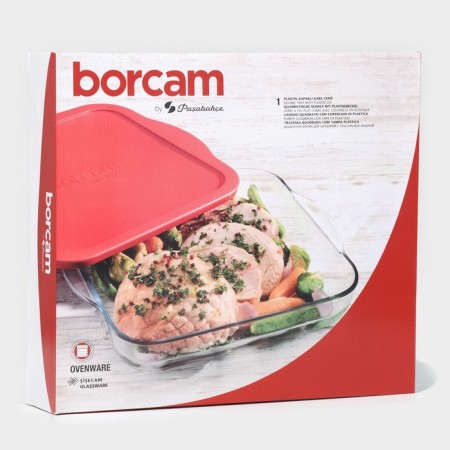 Square Square from heat -resistant glass Borcam, 3 l, with a lid-6