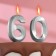 Candle in the cake jubilee "line" (set 2 in 1), number 60, silver metallic, 6.5 cm