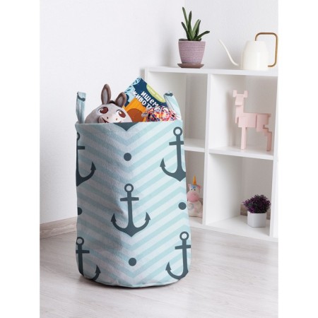 Basket for toys "Zigzags with anchors, size 35x50 cm