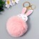 Fluffy on a ring with a carbine "Cute bunny with a blush" d = 8 cm