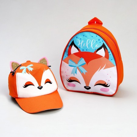 Children's set "Fox", backpack 21x25 cm, cap rr. 52-54 cm-8