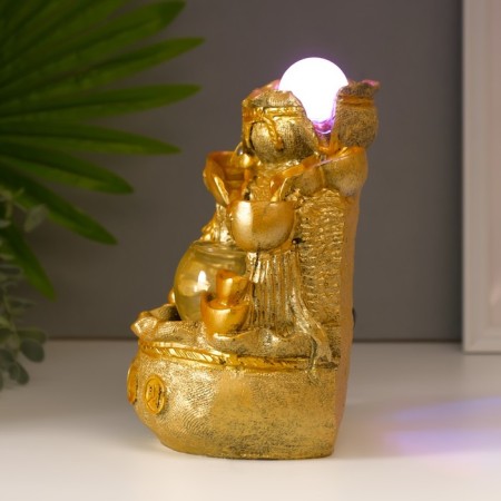 The desktop fountain from the network, the backlight "bag with gold ingots" gold 21x15x12 cm-3