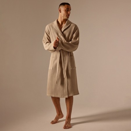 Wafel dressing gown men SL Home: Basic "Sabbia", size S, 100% cotton, 300 g/m2-2