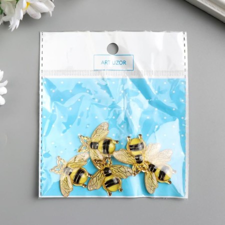 Decor for creativity plastic "Bee with golden lines" 2.6x3.1 cm-3