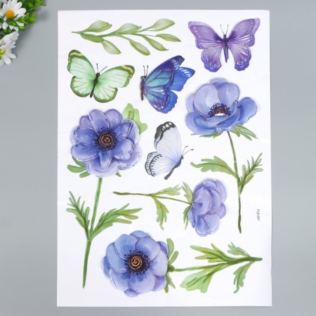 Interior plastic sticker 3D "Anemones" 50x35 cm