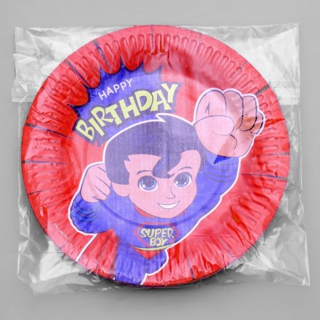 Disposable paper plate "Super Happy Birthday", 18 cm-3