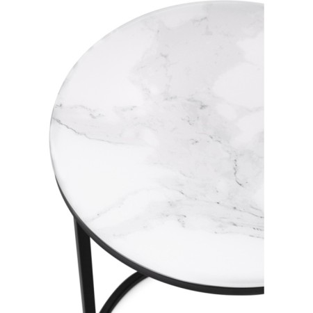 Coffee table Iberis white marble/black metal 40x40x56 cm-2
