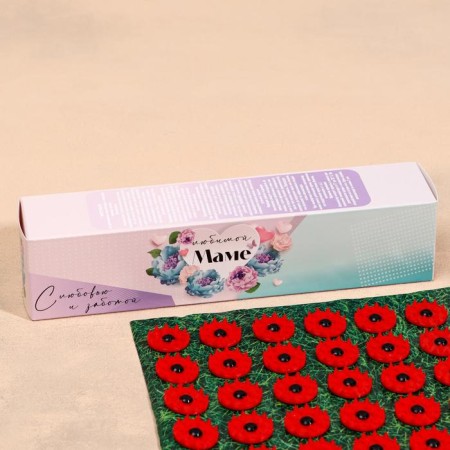 Applicator "Kuznetsova - beloved mother", 70 spines, film, 23 x 32 cm, red-1