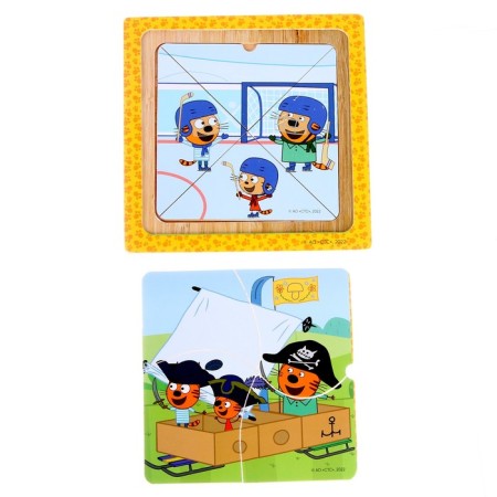 Wooden toy "Multilayer liners", three cats-2