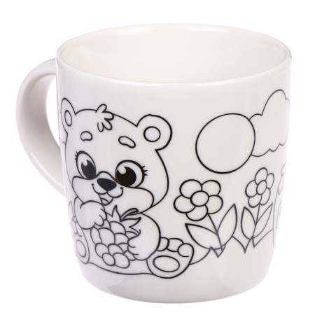 Painting mugs with paints "Cute Bear" with a soft toy 300 ml-3