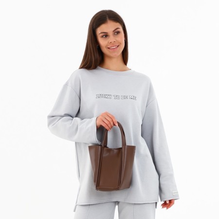 Bag Women's Tout with zipper, brown color-10