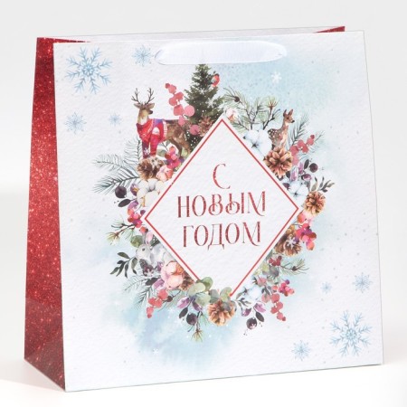 Laminated square Snow, 30 x 30 x 12 cm, new year-1