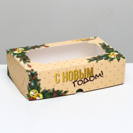 New Year. The box is folding, confectionery packaging with the "Happy New Year" window, 25 x 15 x 7 cm-4