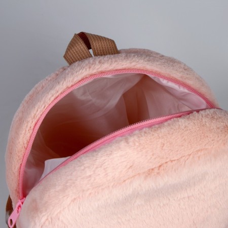 Baby backpack for the girl "Bear", plush, beige color-5