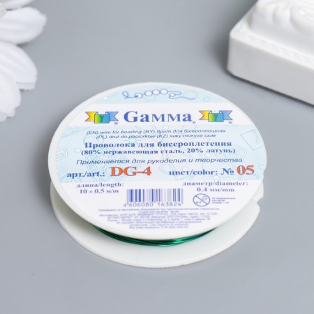 Biser wire "Gamma" 0.4mm. 10 m ± 0.5 m green-1