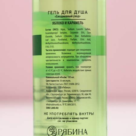 Shower gel, 100 ml, aroma of apple and caramel, pure happiness-5