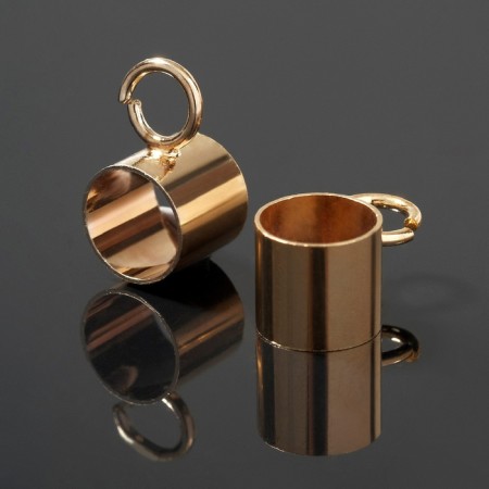 Kulon holder (set of 5 pcs.), Cylinder, with a connective loop, 8 × 5 mm, color gold