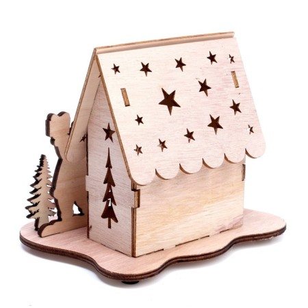 New Year's decor with backlight "House with stars" 15.5 × 11 × 12 cm-5