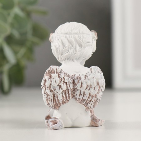 Souvenir Polystone "Angel with a bird in the hands" Coffee wreath 5.5x4x4x6.5 cm-2